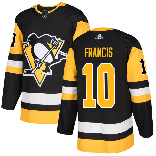 Adidas Penguins #10 Ron Francis Black Home Authentic Stitched NHL Jersey - Click Image to Close
